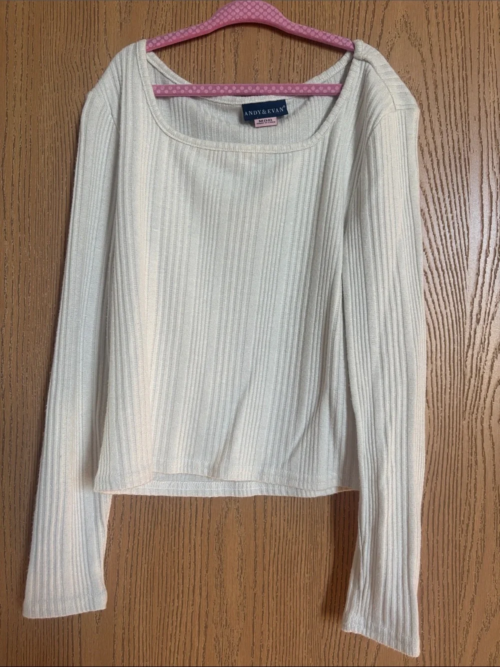 Andy & Evan Cream Ribbed Knit Top with Pink and Red Skirt